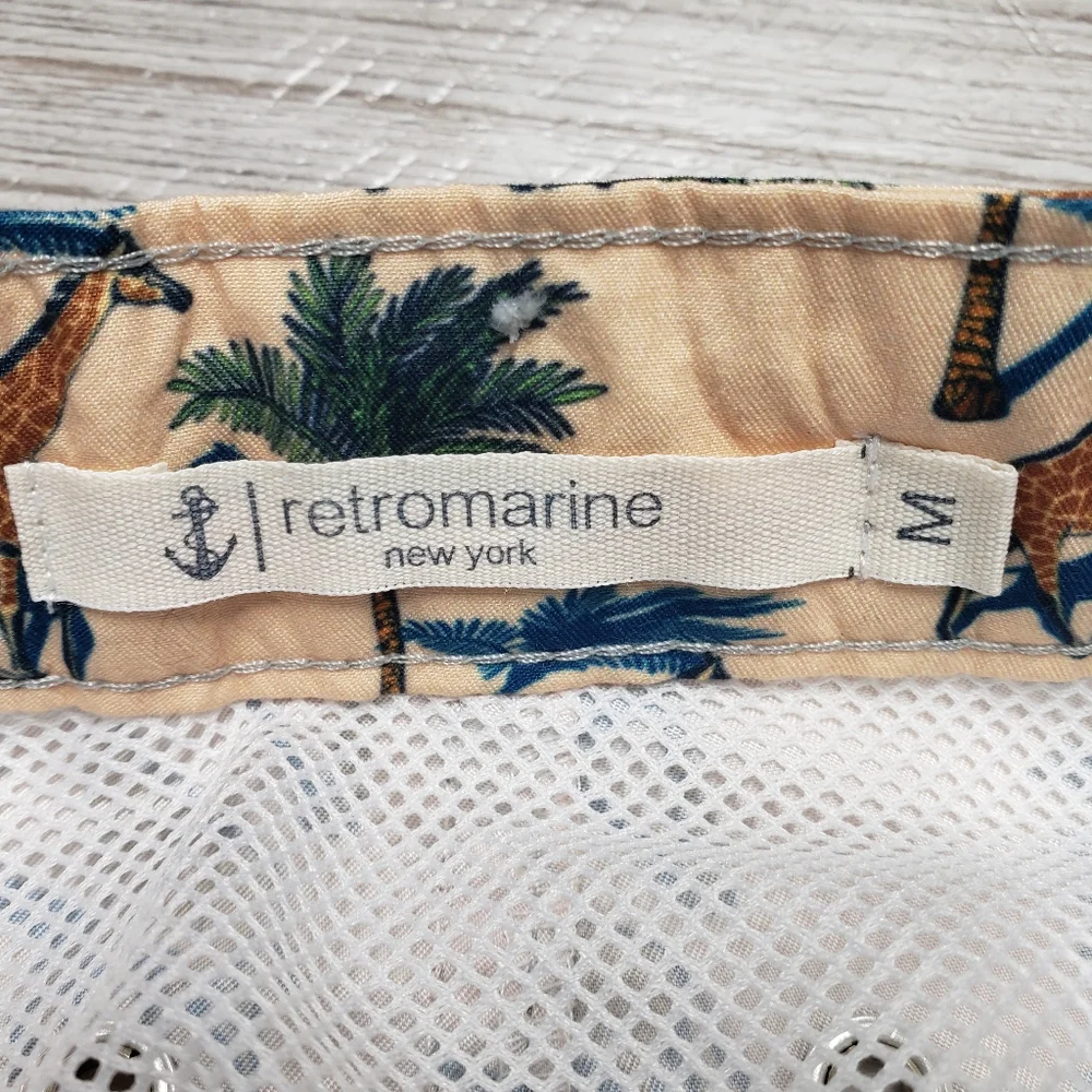 Retromarine New York Swim Trunks Swimsuit Giraffe Print Medium Drawstring Lined